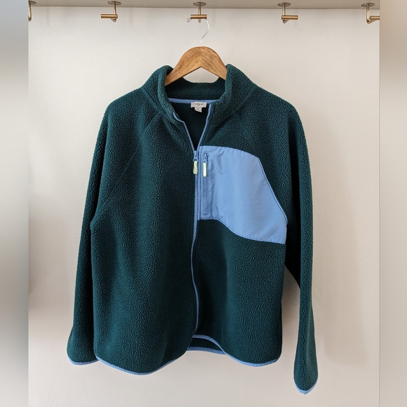 J Crew Fleece Sherpa Forest Green - Picture 2 of 11